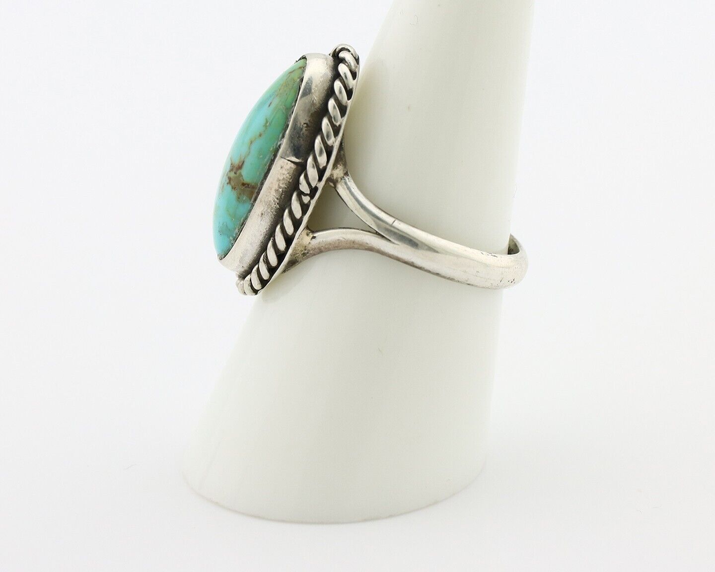 Navajo Ring 925 Silver Natural Kingman Turquoise Native American Artist C.80's