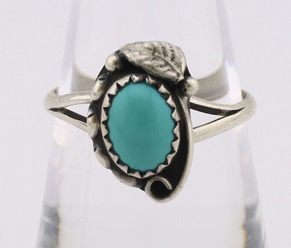 Navajo Ring 925 Silver Sleeping Beauty Turquoise Native American Artist C.80's