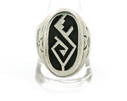 Men Navajo Ring Sterling Silver Hand Stamped Handmade Vintage Size 11