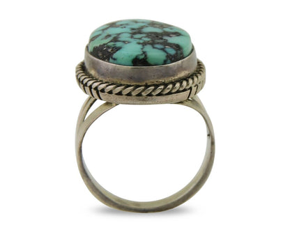 Navajo Ring 925 Sterling Silver Spiderweb Turquoise Native American Artist C.80s