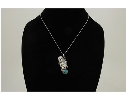 Navajo Necklace 925 Silver Natural Turquoise Artist Signed Wiehe C.80's