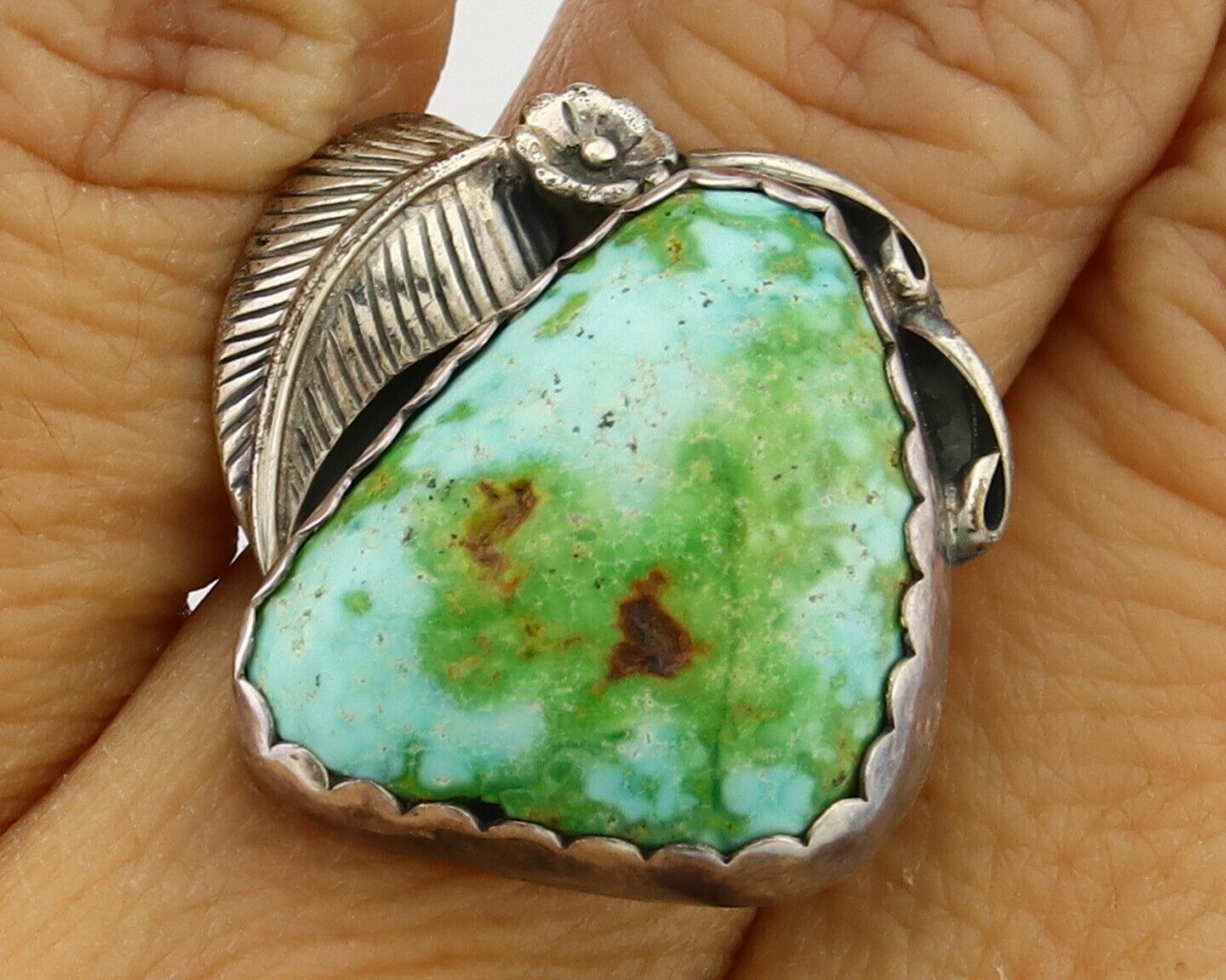 Navajo Ring 925 Sterling Royston Turquoise Native American Artist C.80's