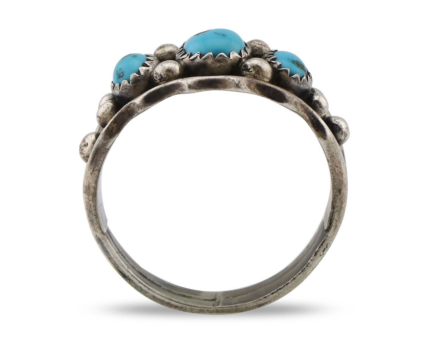 Navajo Ring 925 Silver Blue Turquoise Artist Signed SkyStone Creations C.80's