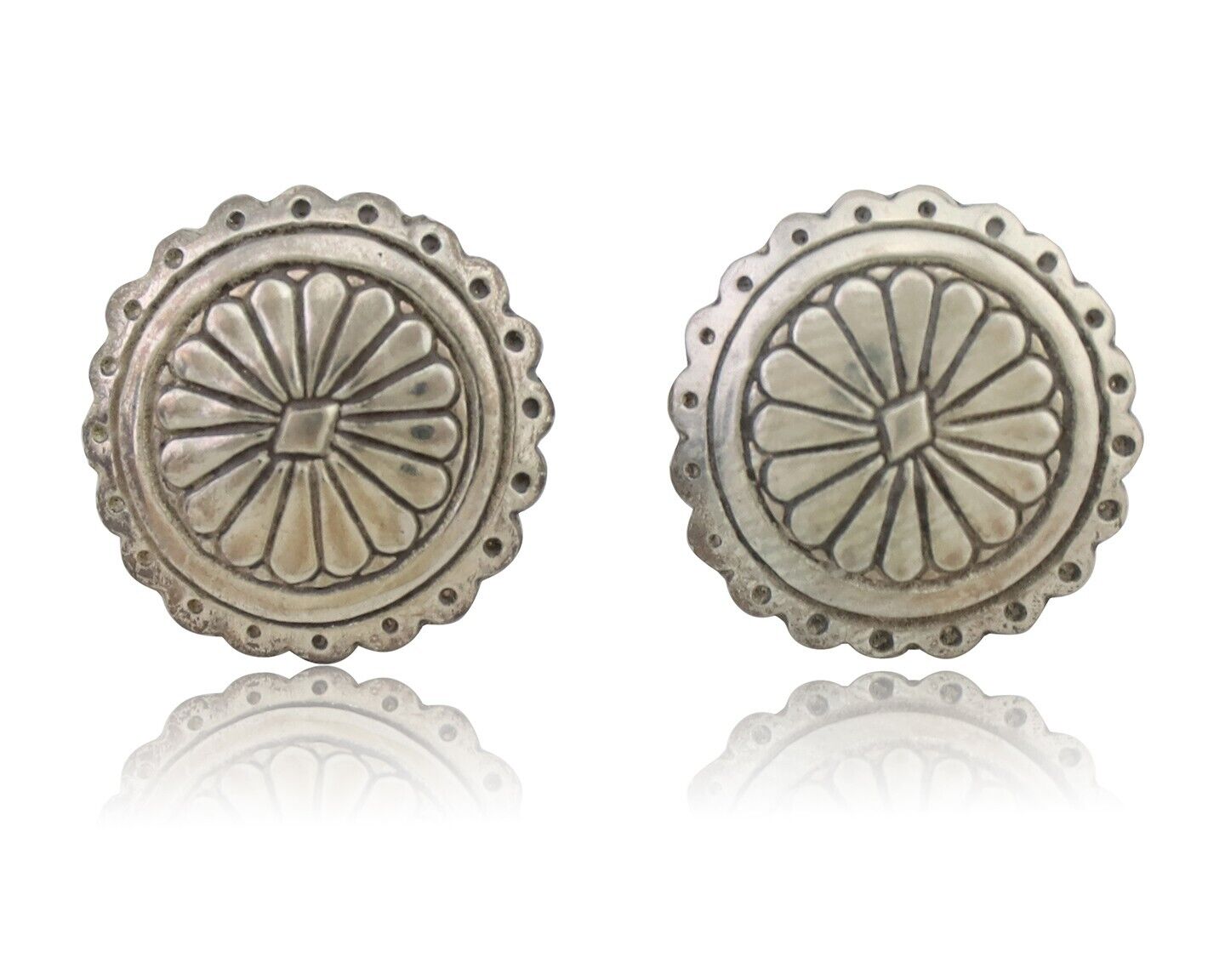 Navajo Small Shield Earrings 925 Silver Native American Artist C.80's