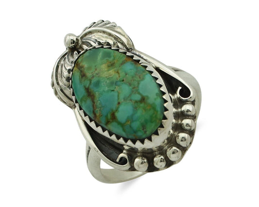Navajo Ring .925 Silver Natural Mined Southwest Turquoise Artist Signed SN C80s
