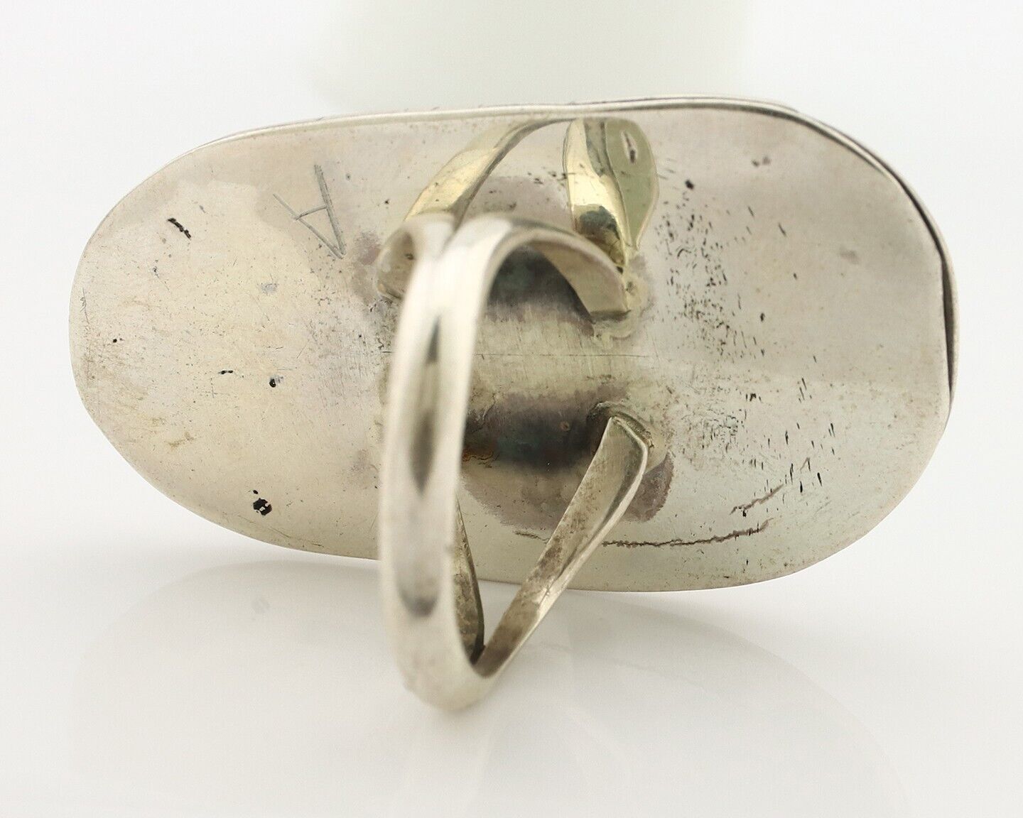 Navajo Ring 925 Silver Spiderweb Turquoise Native American Artist C.80's