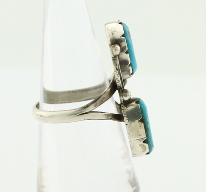 Navajo Ring 925 Silver Blue Turquoise Artist Signed K C.80's