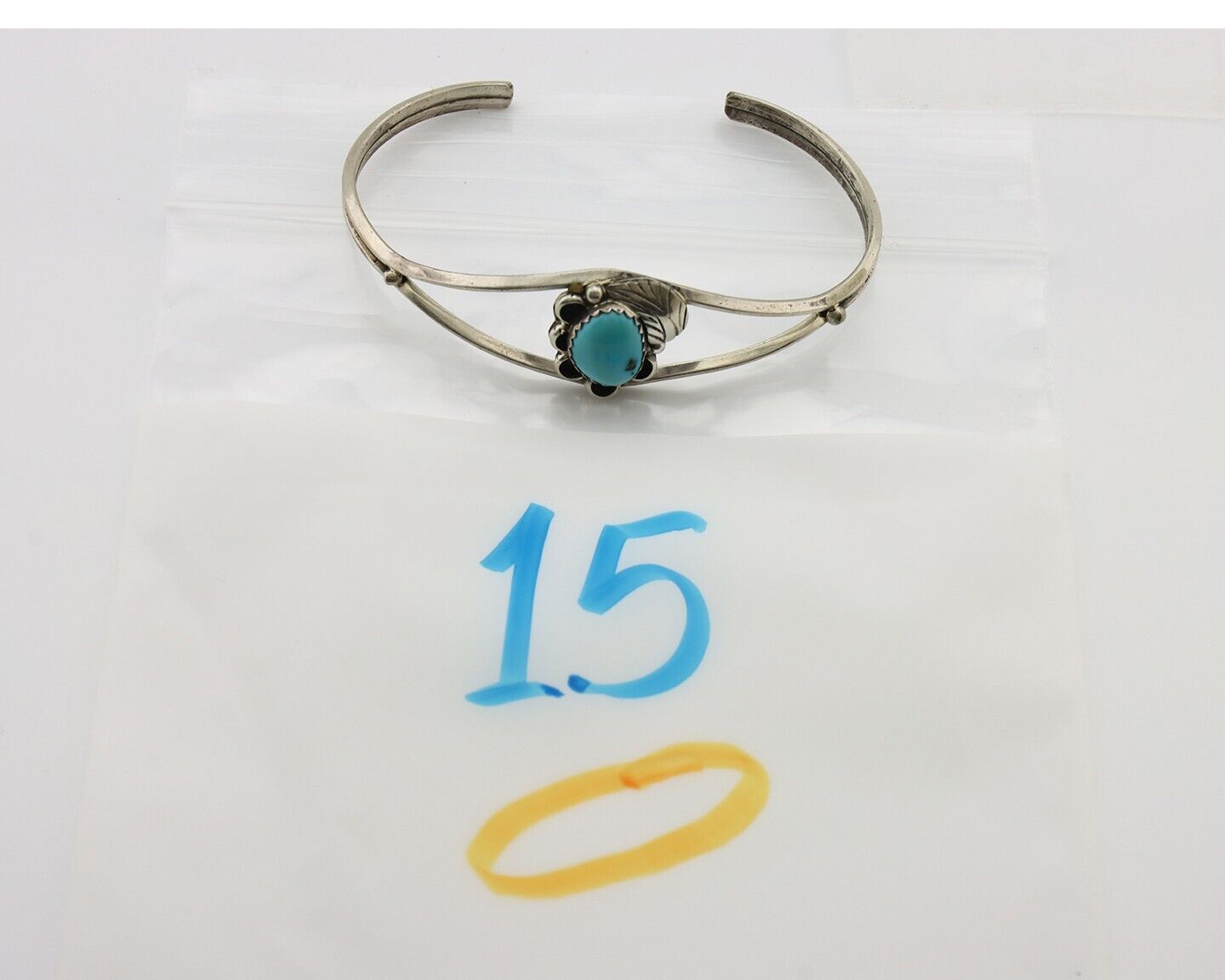 Navajo Handmade Bracelet 925 Silver Natural Blue Turquoise Native American C80s