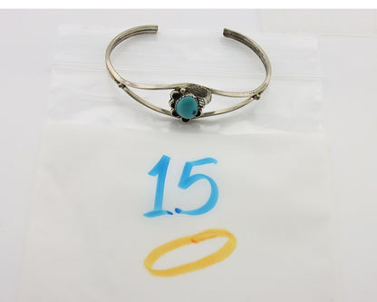 Navajo Handmade Bracelet 925 Silver Natural Blue Turquoise Native American C80s