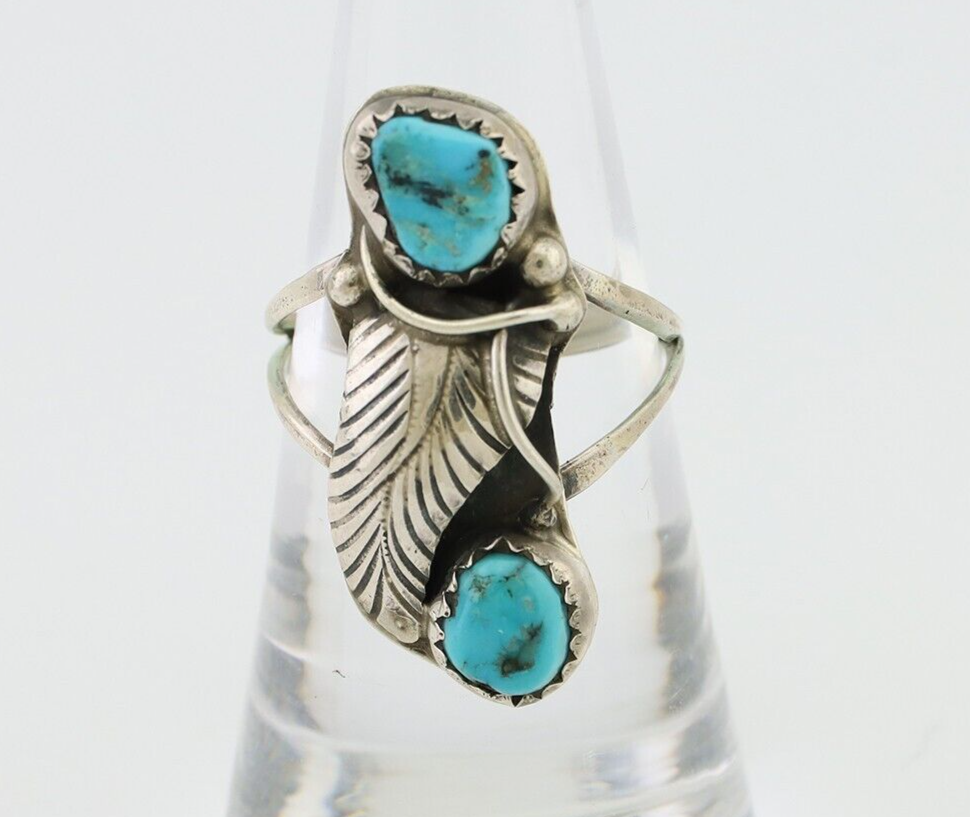 Navajo Handmade Ring 925 Silver Kingman Turquoise Native American Artist C.80's