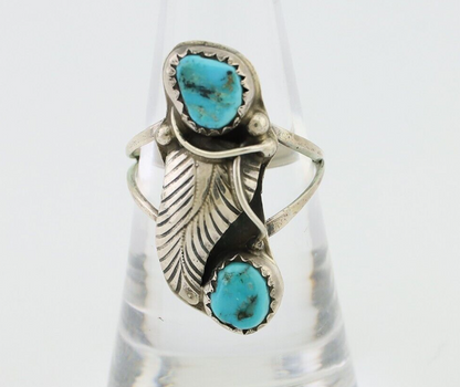 Navajo Handmade Ring 925 Silver Kingman Turquoise Native American Artist C.80's