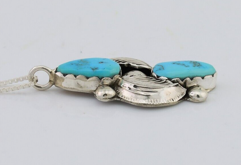 Navajo Turquoise Handmade Necklace 925 Silver Simplicio C.80s
