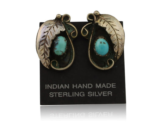 Navajo Earrings 925 Silver Natural Turquoise Native American Artist C.80's