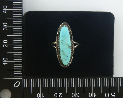 Navajo Ring 925 Sterling Natural Turquoise Native Artist C.80's Size 5.5