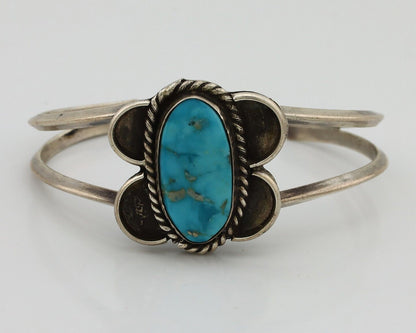 Navajo Bracelet 925 Silver Natural Blue Turquoise Native American Artist C.80's