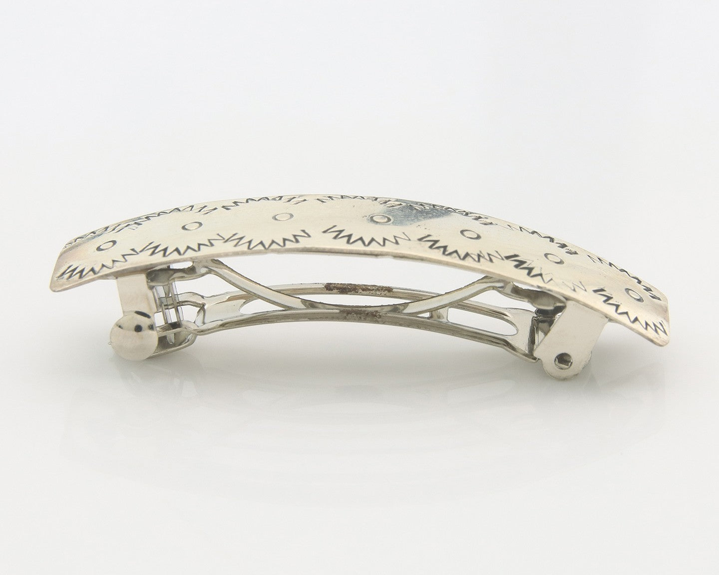 Vintage Navajo Barrette 925 Sterling Silver Hand Stamped Native American