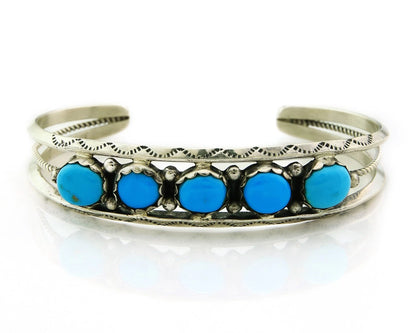 Navajo Cuff Bracelet 925 Sterling Silver Turquoise Handmade Vintage Signed R