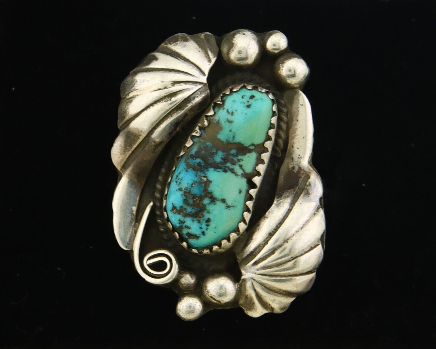Navajo Ring 925 Sterling Natural Blue Turquoise Signed H Yazzie C.80's