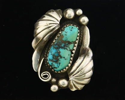Navajo Ring 925 Sterling Natural Blue Turquoise Signed H Yazzie C.80's