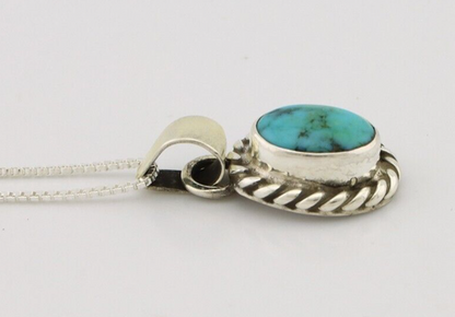 Navajo Necklace 925 Silver Natural Kingman Turquoise Native Artist C.2008