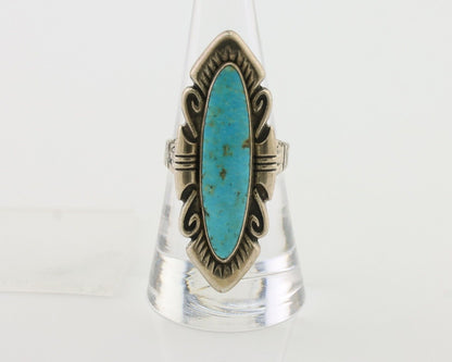 Navajo Ring 925 Silver Natural Blue Turquoise Native Artist Size 8.0 C.80's