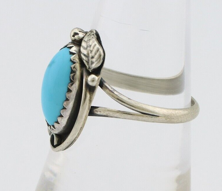 Navajo Ring 925 Silver Sleeping Beauty Turquoise Signed SkyStone Creations C80s