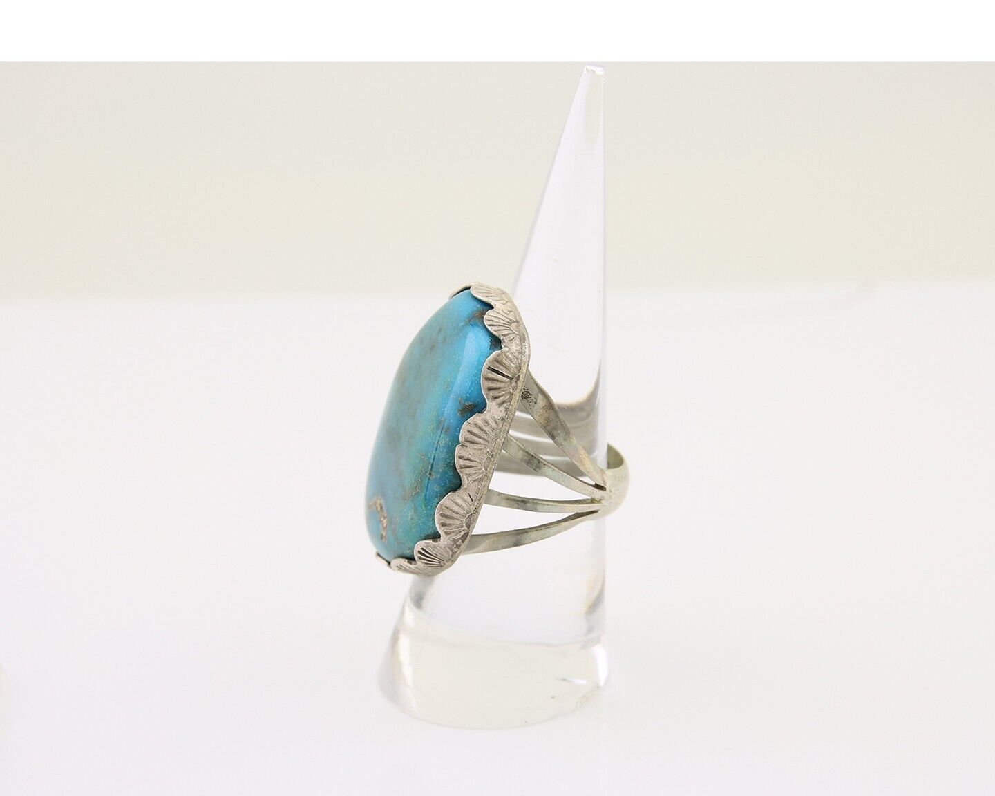 Navajo Ring .925 Silver Turquoise Artist Signed Ray Delgarito C.80's