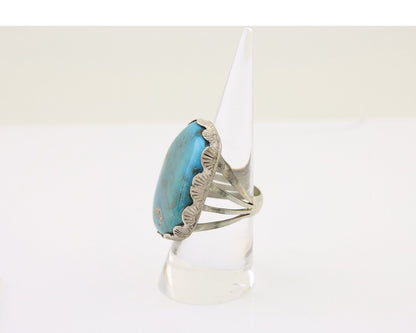 Navajo Ring .925 Silver Turquoise Artist Signed Ray Delgarito C.80's