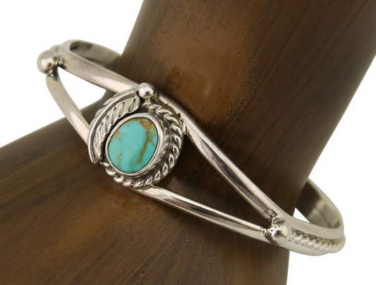 Navajo Bracelet 925 Silver Blue Turquoise Artist Signed Gecko C.80's