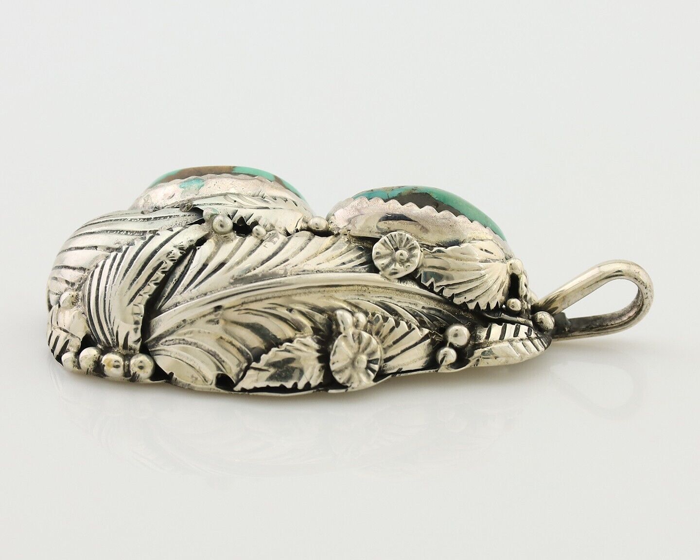 Navajo Pendant 925 Silver Natural Bisbee Turquoise Signed Tom Willeto C.80's