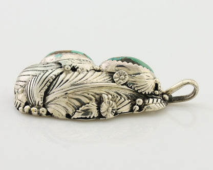 Navajo Pendant 925 Silver Natural Bisbee Turquoise Signed Tom Willeto C.80's