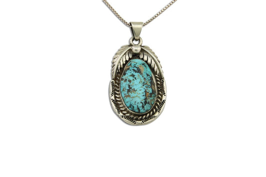 Navajo Necklace 925 Silver Blue Diamond Turquoise Artist Signed Sunrise C.80's