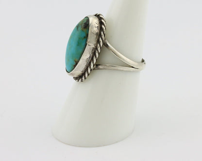 Navajo Ring 925 Silver Kingman Turquoise Artist Native American Signed C.80's