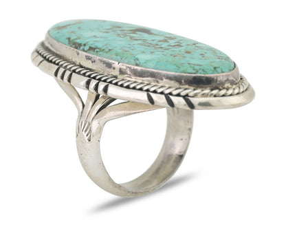 Navajo Ring 925 Silver Kingman Turquoise Native American Artist C.80's