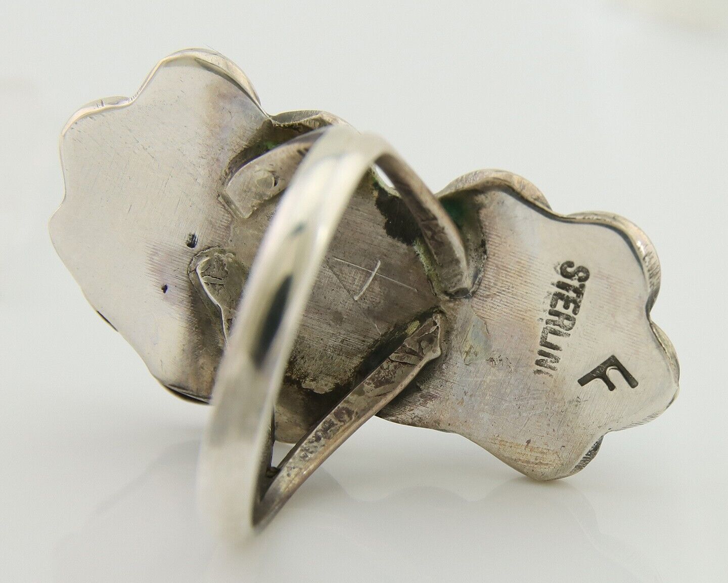Navajo Handmade Ring 925 Silver Turquoise Artist Signed F C.80's