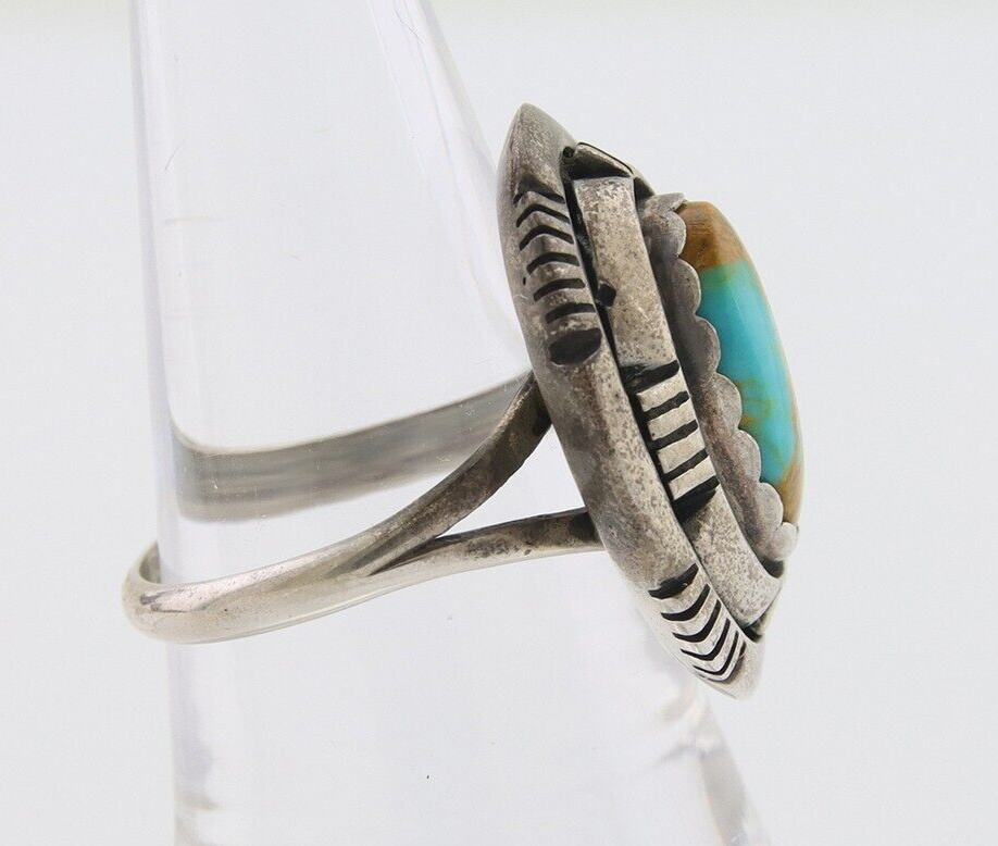Navajo Ring 925 Silver Natural Turquoise Signed Leonard & Marian Nez C.80's