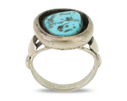 Navajo Ring 925 Silver Sleeping Beauty Turquoise Signed M Montoya C.80's