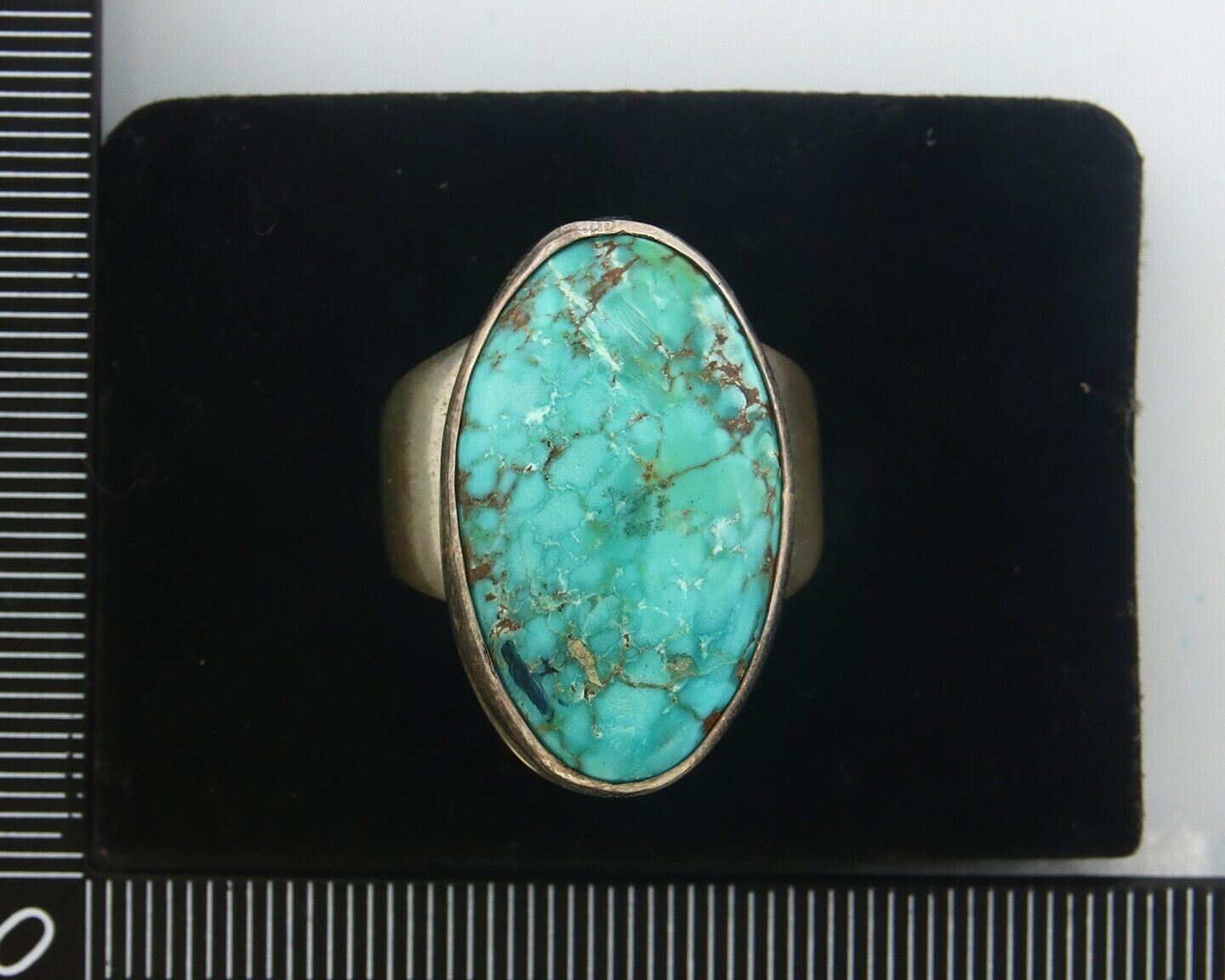 Navajo Ring 925 Sterling Turquoise Handmade Signed M Montoya C.80's Sz 9.0