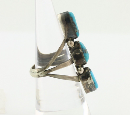Navajo Ring 925 Silver Natural Blue Turquoise Native American Artist C.80's