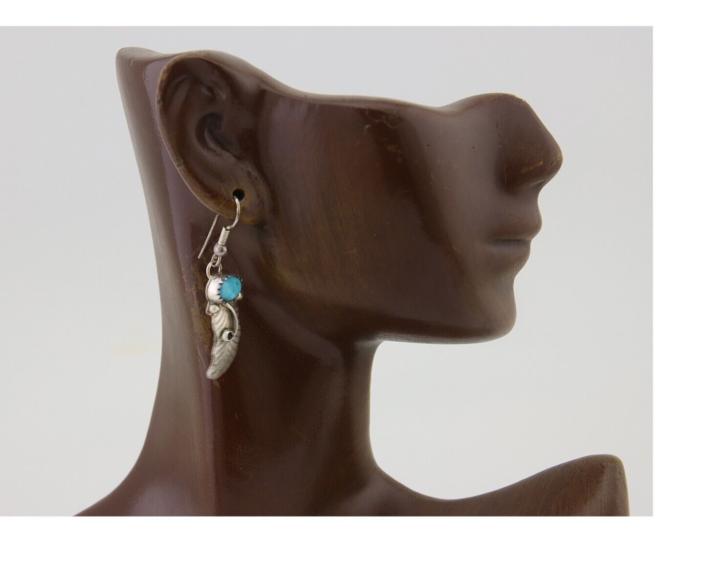 Navajo Dangle Earrings 925 Silver Natural Turquoise Artist Signed JB C.80's