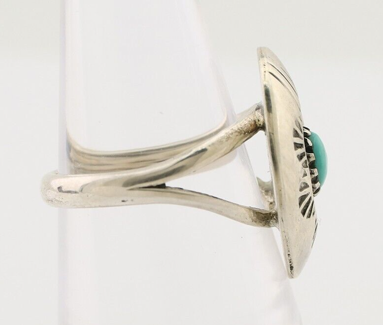 Navajo Handmade Ring 925 Silver Blue Turquoise Artist Signed BF C.80's