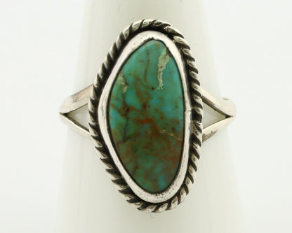 Navajo Ring 925 Silver Natural Turquoise Artist Signed Rabbit Stick C.80's