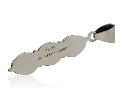 Navajo Necklace 925 Silver Natural Turquoise Artist Kathllen Chavez C.80's