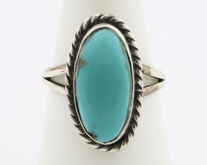 Navajo Ring 925 Silver Natural Kingman Turquoise Signed M Montoya C.80's