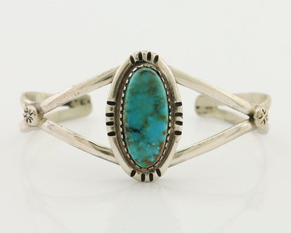 Navajo Bracelet 925 Silver Kingman Turquoise Native American Artist C.80's
