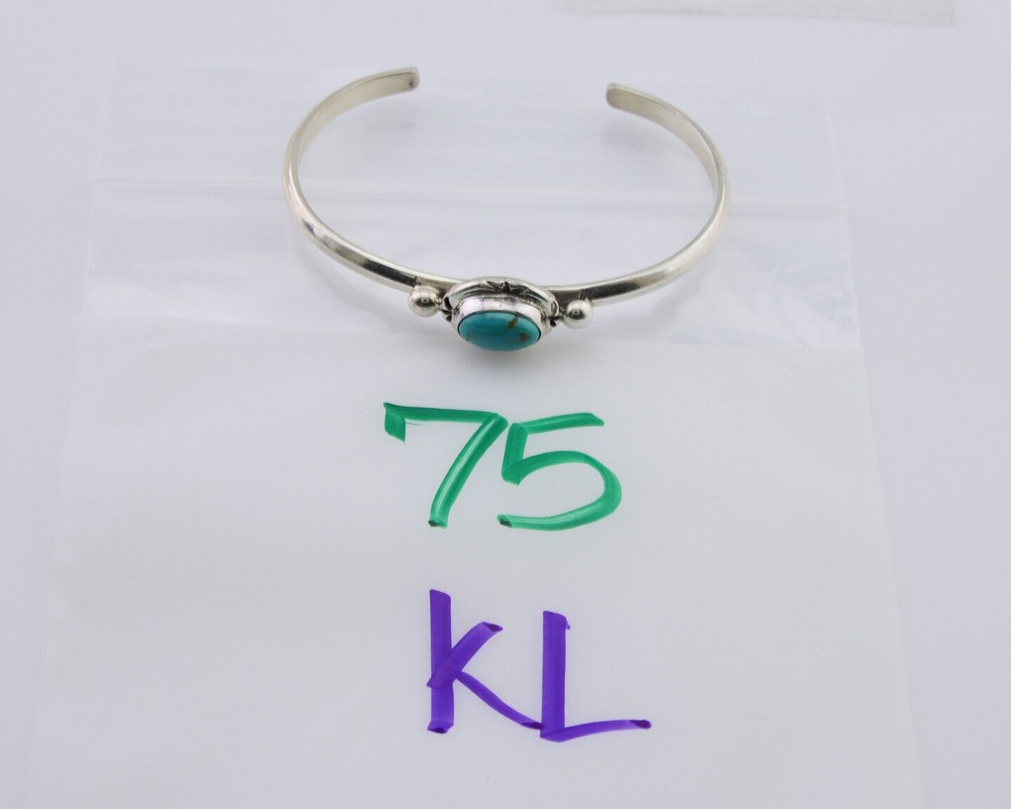 Navajo Bracelet 925 Silver Natural Turquoise Native American Artist C.80's