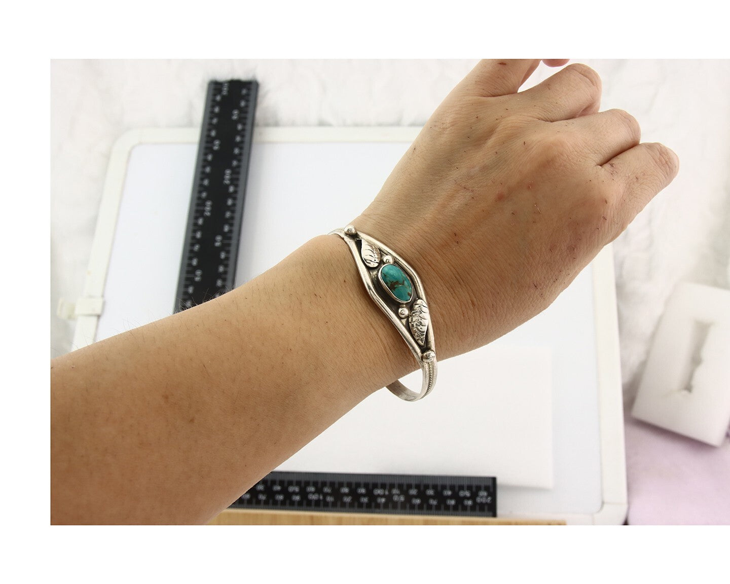 Vintage Navajo Bracelet 925 Silver Turquoise Handmade Signed GC 01 (The Turtle)