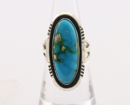 Navajo Ring 925 Silver Natural Blue Turquoise Signed USA C.80's