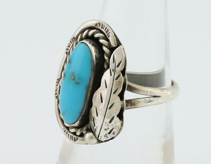 Navajo Handmade Ring 925 Silver Natural Turquoise Signed Jason Livingston C.80's