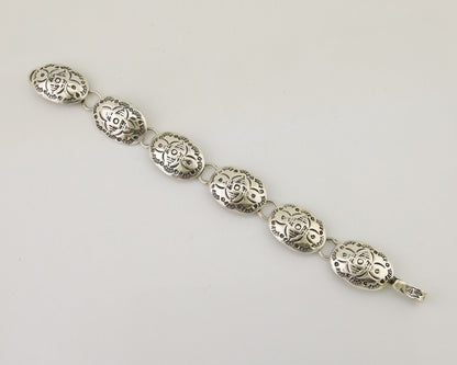 Navajo Hamdmade Concho Bracelet 925 Silver Native Artist Signed C Montoya C.80's